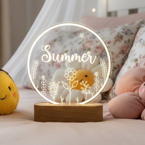 Flower Custom Name Light | Minimalist Personalized LED Bedroom Decor for Kids - Picture 8 of 8